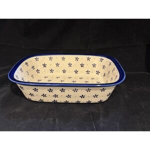 Polish Pottery Casserole baking serving Dish Flowers Boleslawiec Marked Vtg